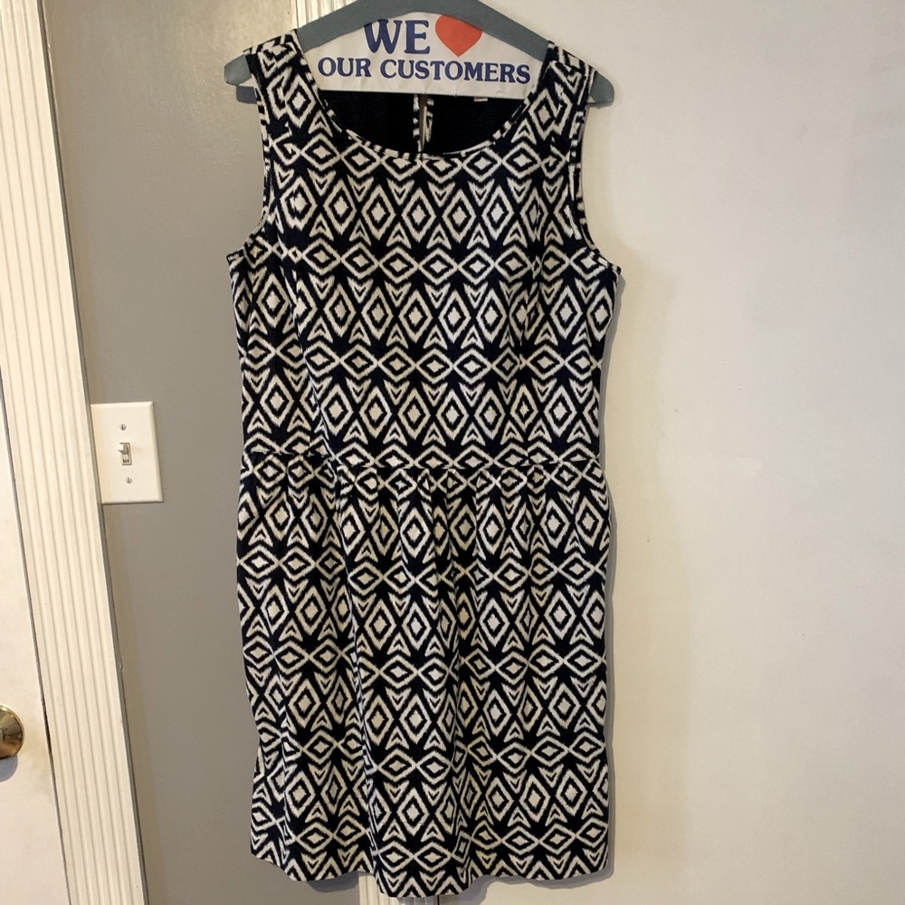 Brooks Brothers cocktail dress diamond pattern navy/white size 10